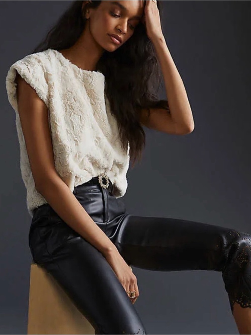 Mauve Faux Fur Top (Anthropologie)